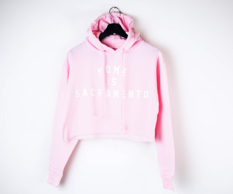 Home is Sacramento Cropped Hoodie Light Pink