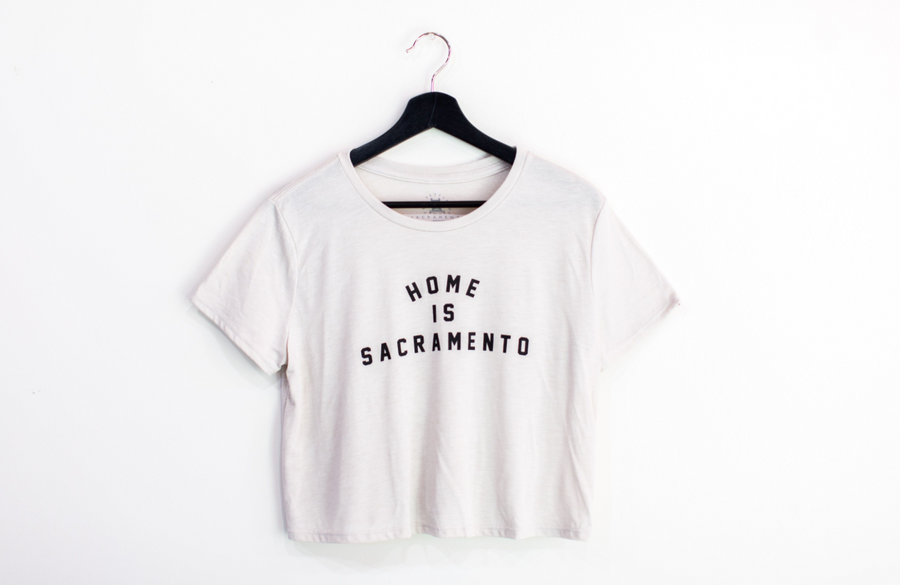 TPOS Flowy Crop Top T-Shirt Heather Dust Home is Sacramento