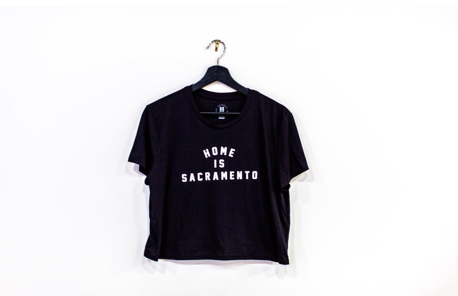 TPOS Flowy Crop Top T-Shirt Home is Sacramento (Black)