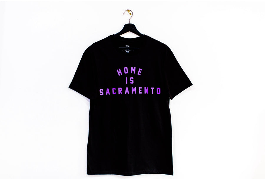 Home is Sacramento Tee Purple & Black